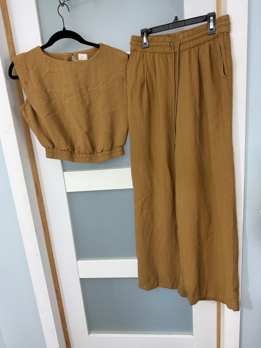 a new day Wide Leg Set in Mustard Brown